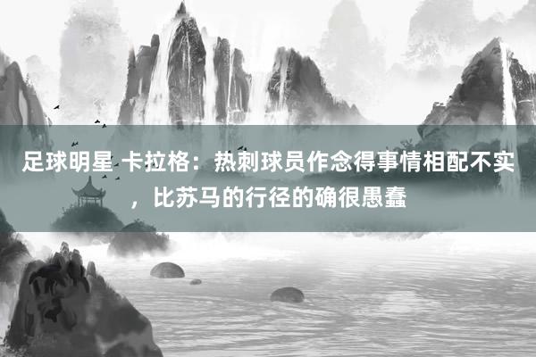 足球明星 卡拉格：热刺球员作念得事情相配不实，比苏马的行径的确很愚蠢