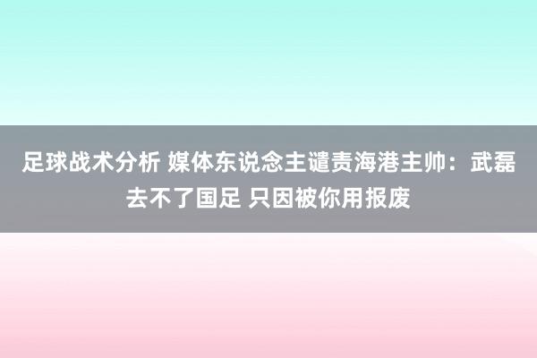 足球战术分析 媒体东说念主谴责海港主帅：武磊去不了国足 只因被你用报废